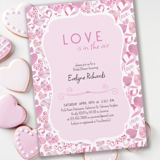 Liebe ist im Air Pink Liebe Heart Brautparty Einladung