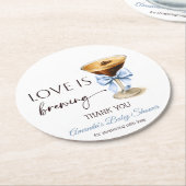 Liebe ist im Anflug - Blaue Coquette-Bogen-Hochzei Runder Pappuntersetzer (Angewinkelt)