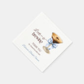 Liebe ist im Anflug Blue Bow Kaffee Brautparty Serviette (Ecke)