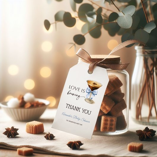 Liebe ist im Anflug Blue Coquette Bow Junggesellin Geschenkanhänger