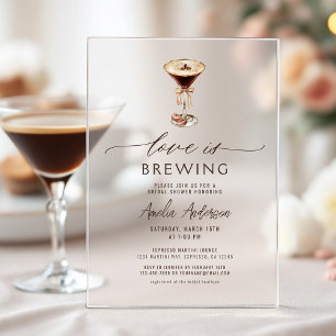 Liebe ist im Anflug Espresso Martini-Brautabschied Acryleinladungen