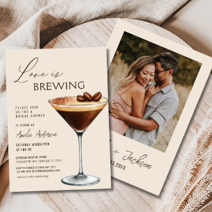 Liebe ist im Anflug Espresso Martini-Brautabschied Einladung