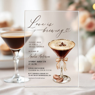 Liebe ist im Anflug Espresso Martini Junggesellinn Acryleinladungen