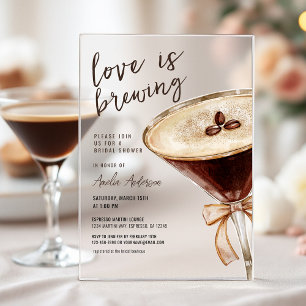 Liebe ist im Anflug Espresso Martini Junggesellinn Acryleinladungen