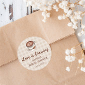 Liebe ist im Anflug Gingham Kaffee Brautschauer-Ge Runder Aufkleber