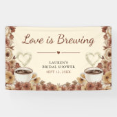 Liebe ist im Aufbruch Floraler Kaffee Herz Brautpa Banner (Horizontal)