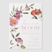 Liebe ist im Bloom Rosey Floral Spring Brautparty Pergament Einladungen (Vorderseite)