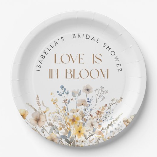 Liebe ist im blühenden Brautparty der modernen Wil Pappteller (Vorderseite)