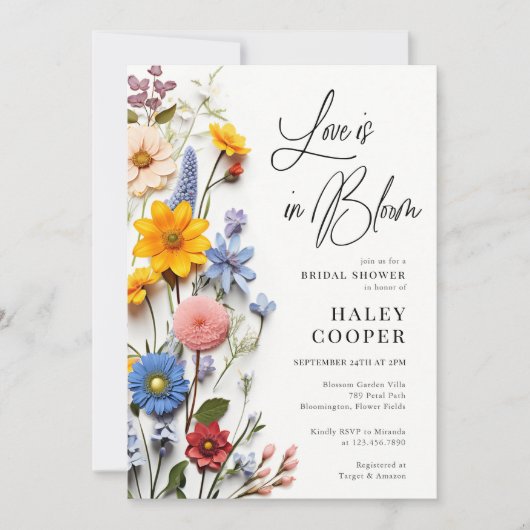 Liebe ist im blühenden Frühling Blumenkohl Brautpa Einladung (Vorderseite)