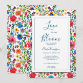 Liebe ist im Blumenkohl-Brautparty von Bloom Blue Einladung (Vorne/Hinten)