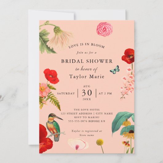 Liebe ist im Blut | Brautparty der FrühlingsWildbl Einladung (Vorderseite)