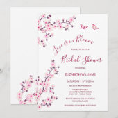 Liebe ist im Blut | Cherry Blossom Brautparty Einladung (Vorne/Hinten)