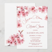 Liebe ist im Blut | Cherry Blossom Brautparty Einladung (Vorne/Hinten)