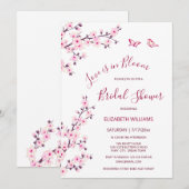 Liebe ist im Blut | Cherry Blossom Brautparty Einladung (Vorne/Hinten)