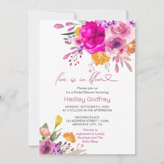 Liebe ist im Blut | Farbige Wildblume Frühjahr Einladung (Vorderseite)