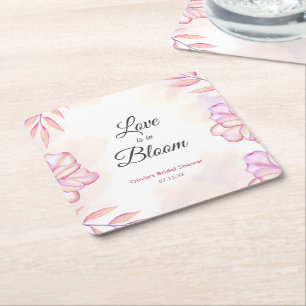 Liebe ist im Blütenfarbenfloralen Brautparty Rechteckiger Pappuntersetzer