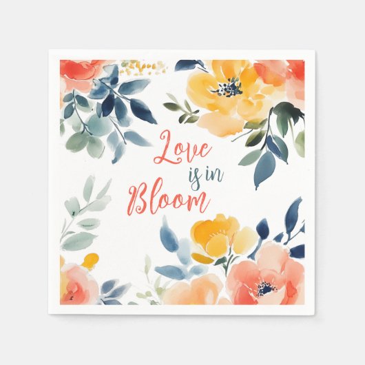 Liebe ist im Blütenfarbenfloralen Brautparty Serviette (Vorderseite)