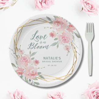Liebe ist im Brautparty Bloom Pappteller