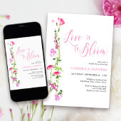 Liebe ist im Brautparty "Bloom Pink Wildblume" Einladung