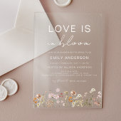 Liebe ist im Brautparty Bloom Wildblume Acryleinladungen