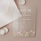 Liebe ist im Brautparty Bloom Wildblume Acryleinladungen