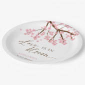 Liebe ist im Brautparty Blütenkirsche Pappteller (Schrägansicht)