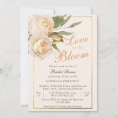 Liebe ist im Brautparty Blütenweiße Rosen Einladung (Vorderseite)