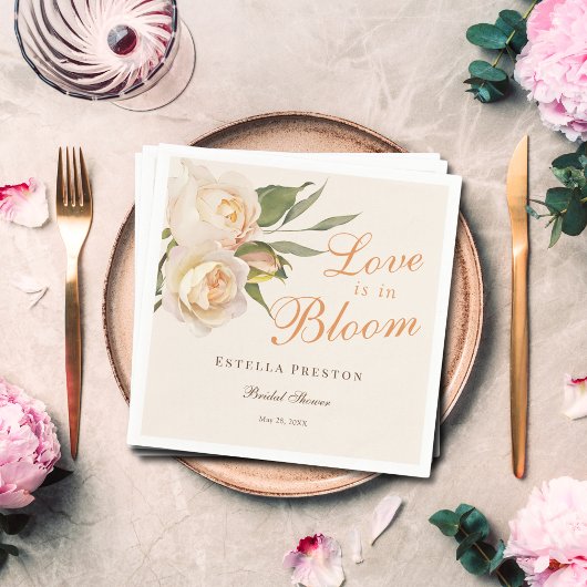 Liebe ist im Brautparty Blütenweiße Rosen Serviette