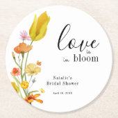 Liebe ist im Brautparty der Bloom Spring Wildblume Runder Pappuntersetzer (Vorderseite)