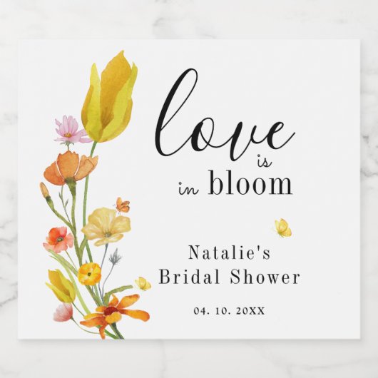 Liebe ist im Brautparty der Bloom Spring Wildblume Schaumweinetikett (Einzelnes Label)