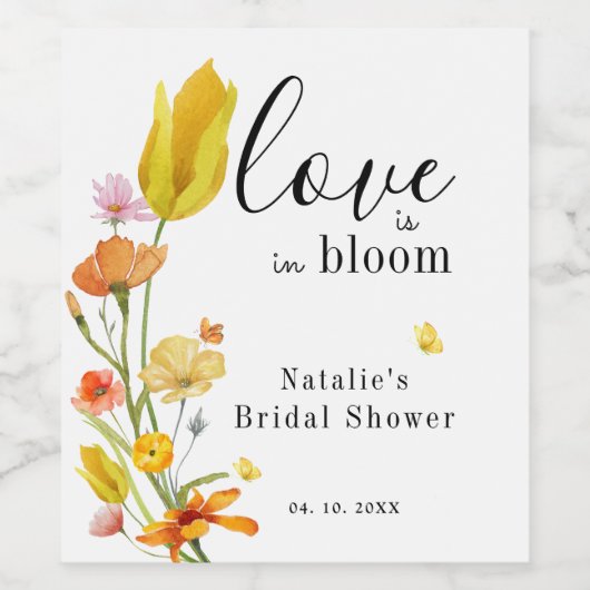 Liebe ist im Brautparty der Bloom Spring Wildblume Weinetikett (Einzelnes Label)