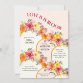 Liebe ist im Brautparty des Blumenblumen-Gold-Arch Einladung (Vorderseite)