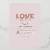 Liebe ist im Brautparty des Valentinstag Folieneinladung (Vorderseite)