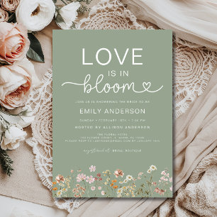 Liebe ist im Brautparty Wildblume des Bloom Heart Einladung