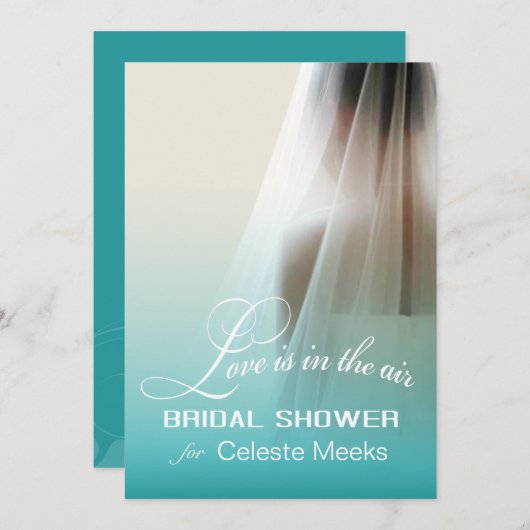 Liebe ist im Luft-Brautparty | aquamarinen ombre Einladung (Vorne/Hinten)