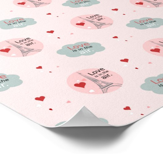 Liebe ist im Lufteiffelturm und Herzmuster Poster (Ecke)