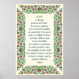 Liebe ist immer geduldig und nett. Es wird nie zit Poster