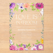Liebe ist in Bloom | Aquarellfarbenes Brautparty Acryleinladungen (Vorderseite)