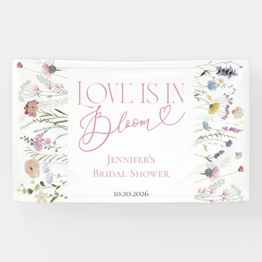 Liebe ist in Bloom | Aquarellfarbenes Brautparty Banner