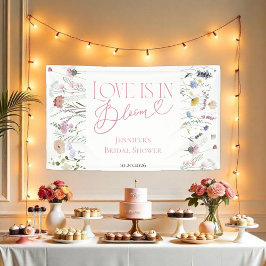 Liebe ist in Bloom | Aquarellfarbenes Brautparty Banner
