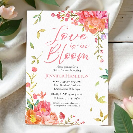 Liebe ist in Bloom | Aquarellfarbenes Brautparty Einladung
