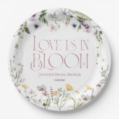 Liebe ist in Bloom | Aquarellfarbenes Brautparty Pappteller (Vorderseite)