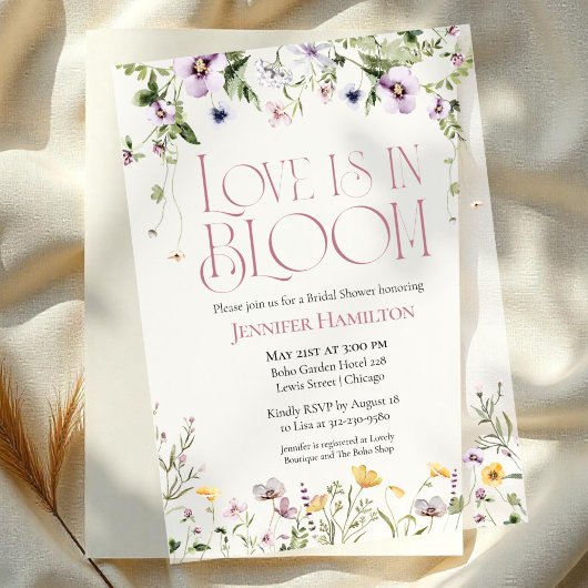 Liebe ist in Bloom | Aquarellfarbenes Brautparty Pergament Einladungen