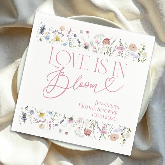 Liebe ist in Bloom | Aquarellfarbenes Brautparty Serviette