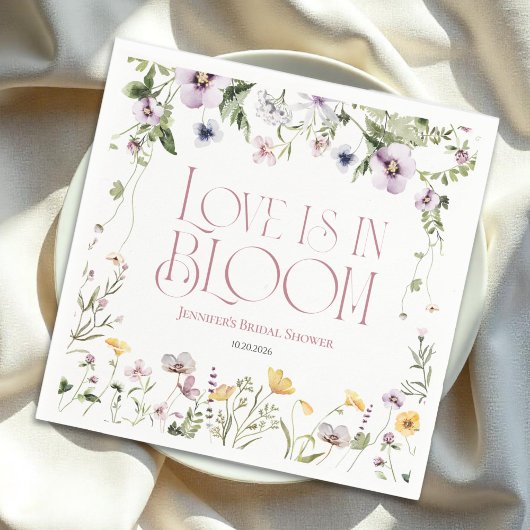 Liebe ist in Bloom | Aquarellfarbenes Brautparty Serviette