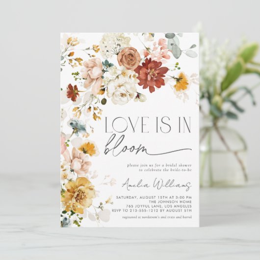 Liebe ist in Bloom Autumn Garden Blume Einladung (Stehend Vorderseite)