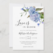 Liebe ist in Bloom Blue Brautparty Einladung (Vorderseite)