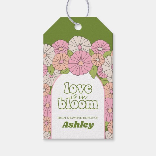 Liebe ist in Bloom - Boho Blume Brautparty Geschenkanhänger (Vorderseite)