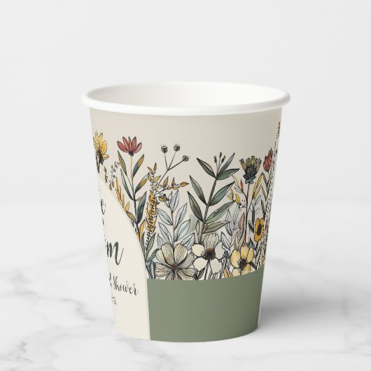 Liebe ist in Bloom - Boho Blume Brautparty Pappbecher (Rückseite)