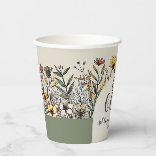 Liebe ist in Bloom - Boho Blume Brautparty Pappbecher (Vorderseite)